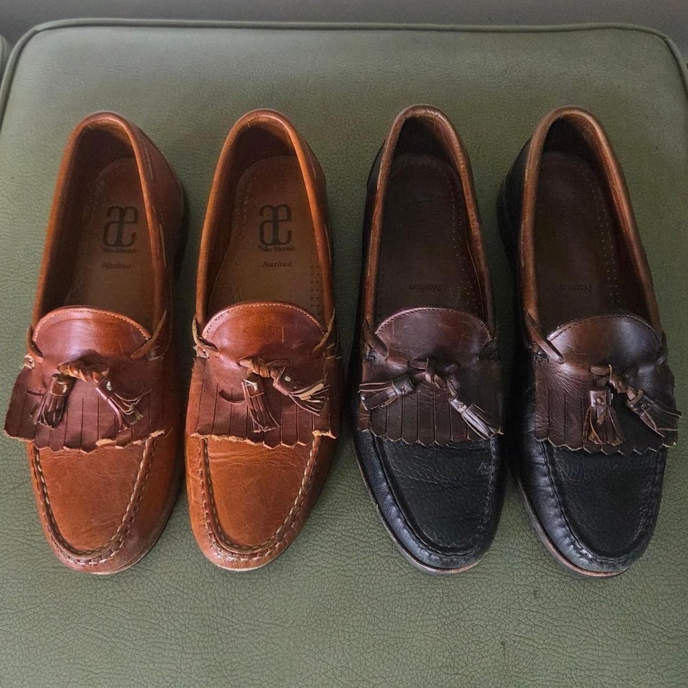 Allen Edmonds Nashua Tassel Kiltie Loafers Mens 10 B Brown Black Bundle 2 Pairs